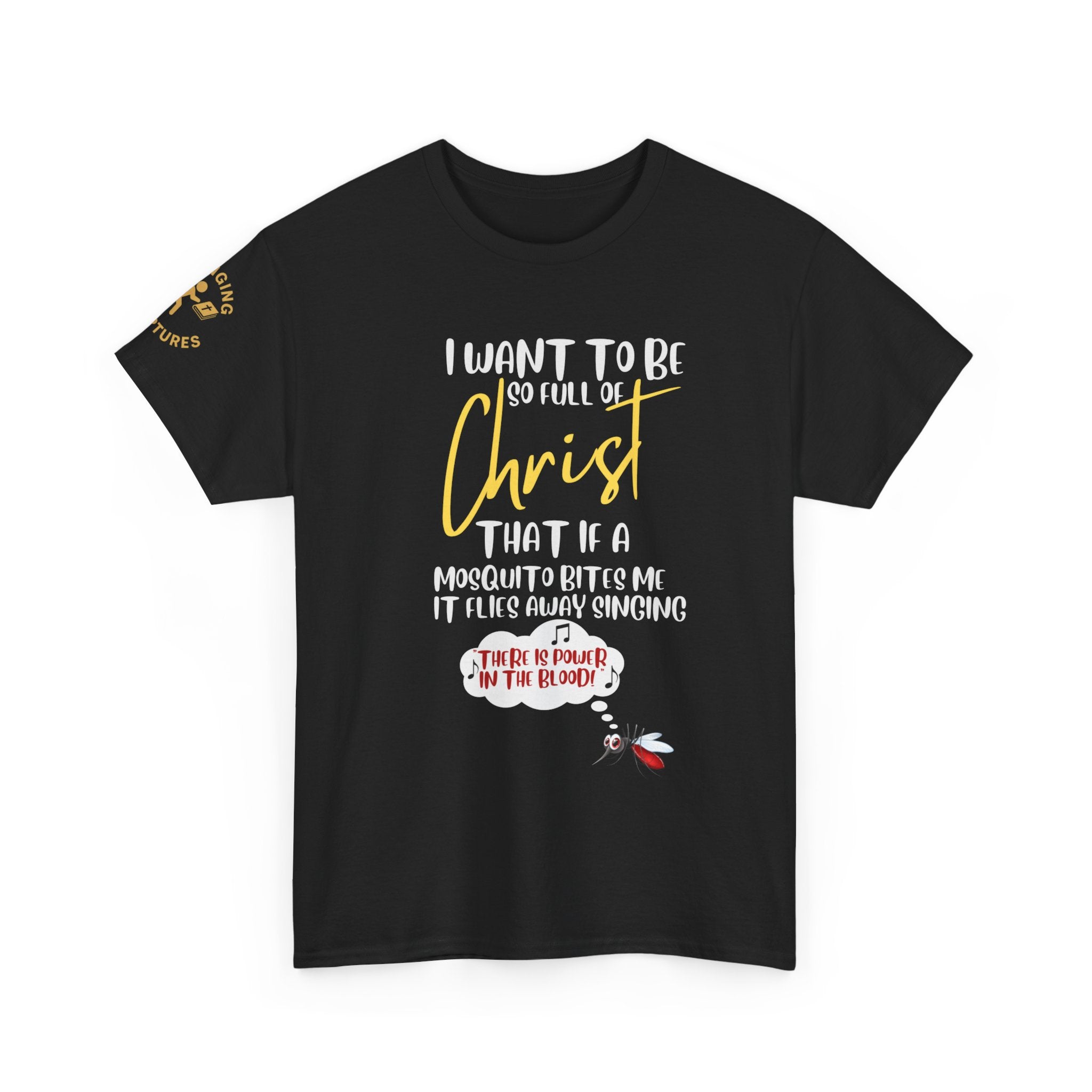 So Full of Christ — “Mosquito Sings Power in the Blood” | Unisex Heavy Cotton Christian T-Shirt