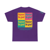 Rejoice & Be Glad — Psalm 118:24 Pop-Color Back Print | Unisex Heavy Cotton Christian T-Shirt