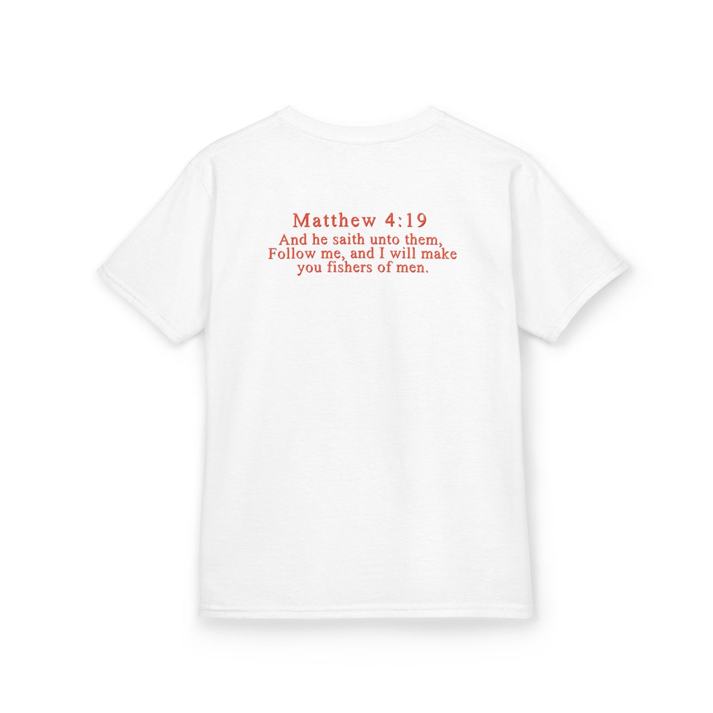 Hooked on Jesus Kids Tee | Matthew 4:19 Scripture Shirt | Christian Fishing T-Shirt for Children | Faith-Based Kids Apparel