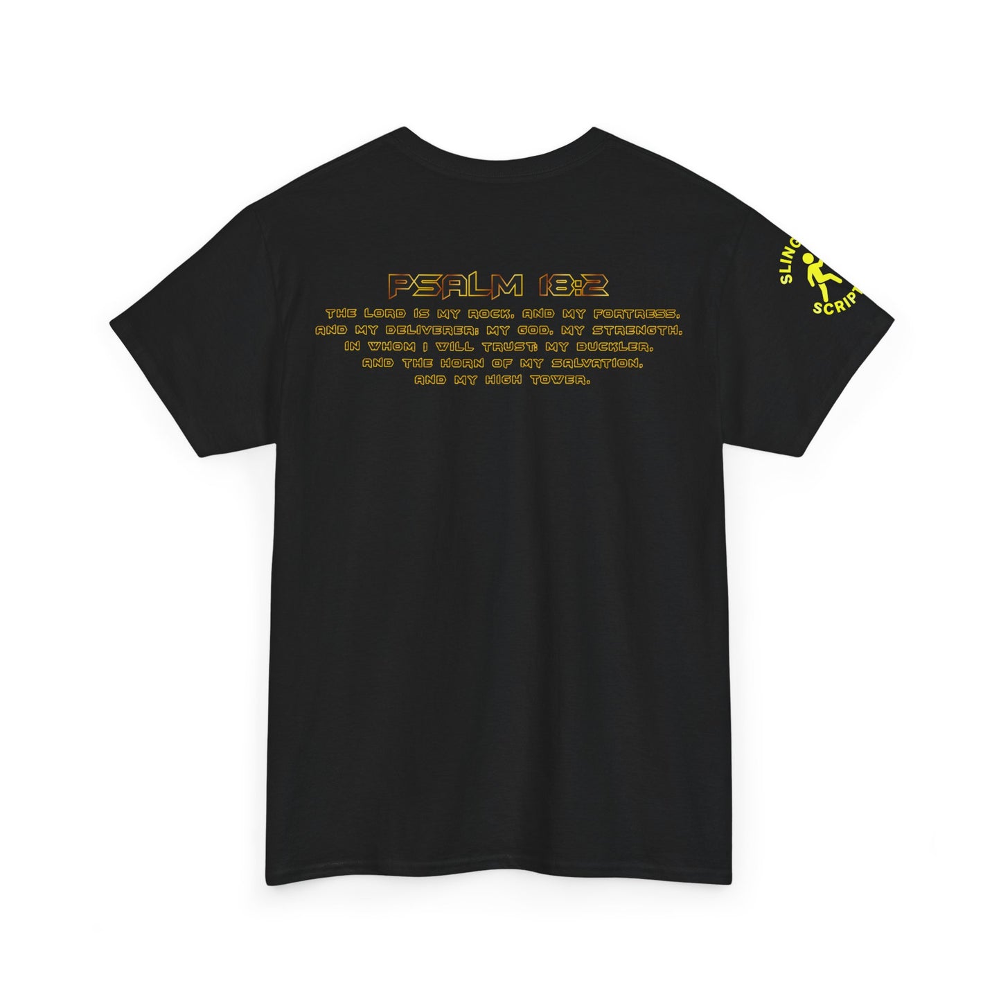 Jesus Superhero T-Shirt – Unisex Heavy Cotton Tee with Spotlight City Design & Psalm 18:2 Bible Verse