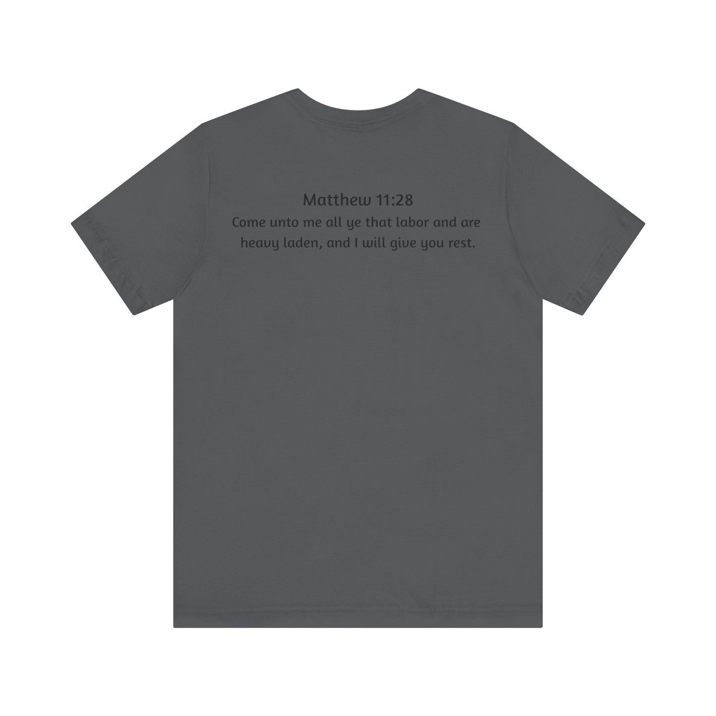 He is Rizzin Unisex Jersey Short Sleeve Tee with Matthew 11:28