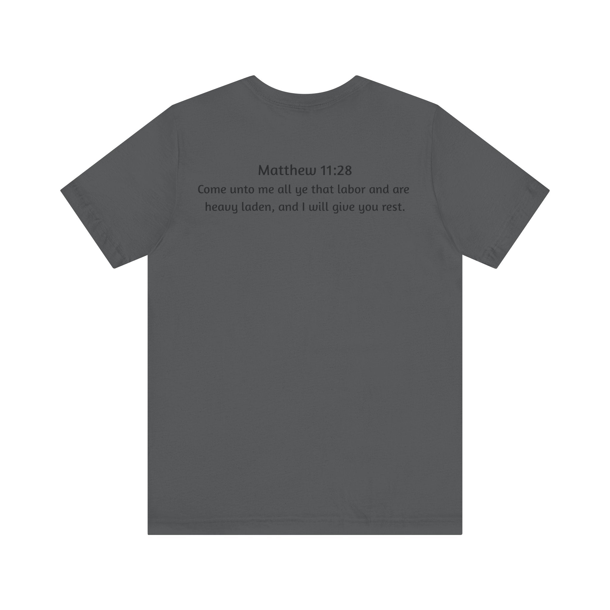 He is Rizzin Unisex Jersey Short Sleeve Tee with Matthew 11:28