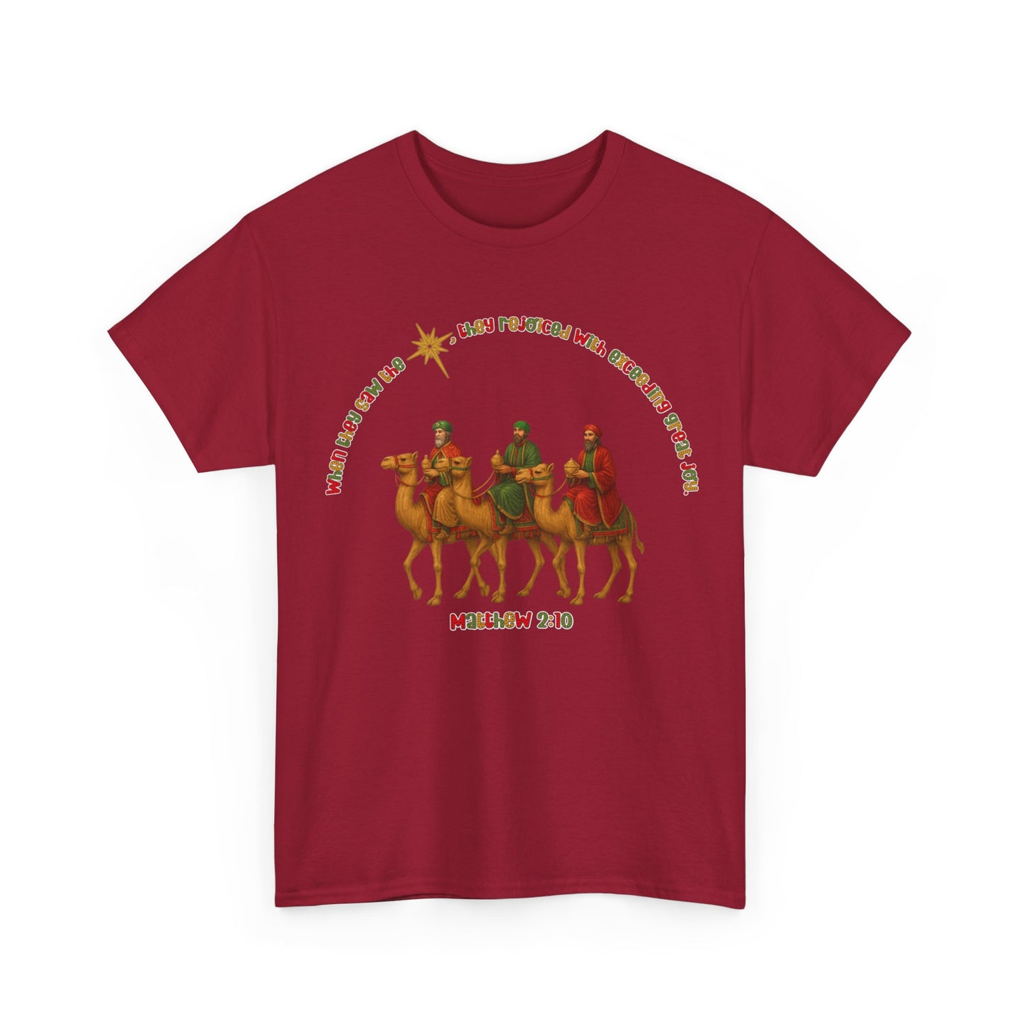 Three Wise Men Christmas Tee | Matthew 2:10 Nativity Shirt | Unisex Heavy Cotton Christian Holiday T-Shirt
