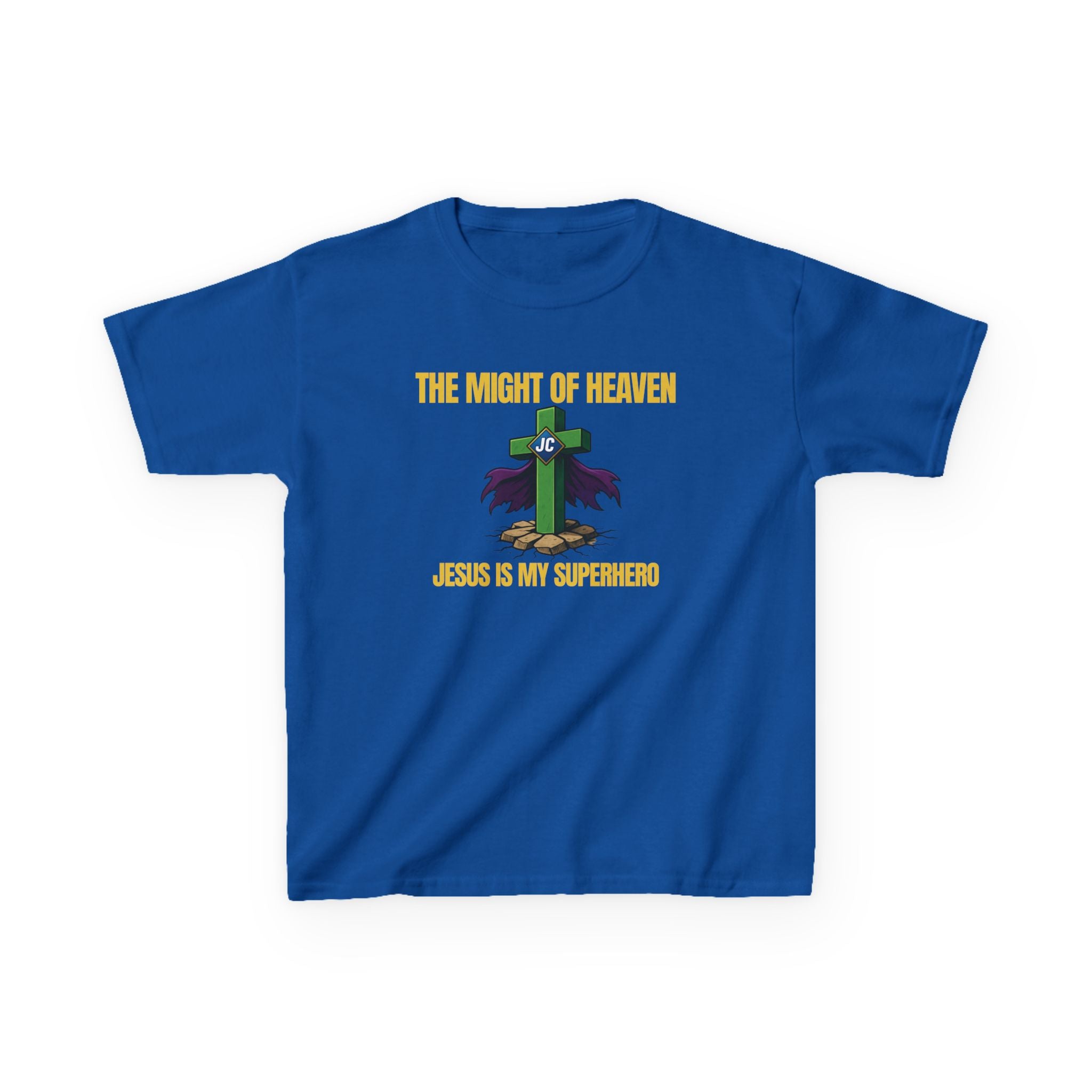 The Might of Heaven — Jesus Is My Superhero | Kids Christian T-Shirt | Faith & Courage Tee
