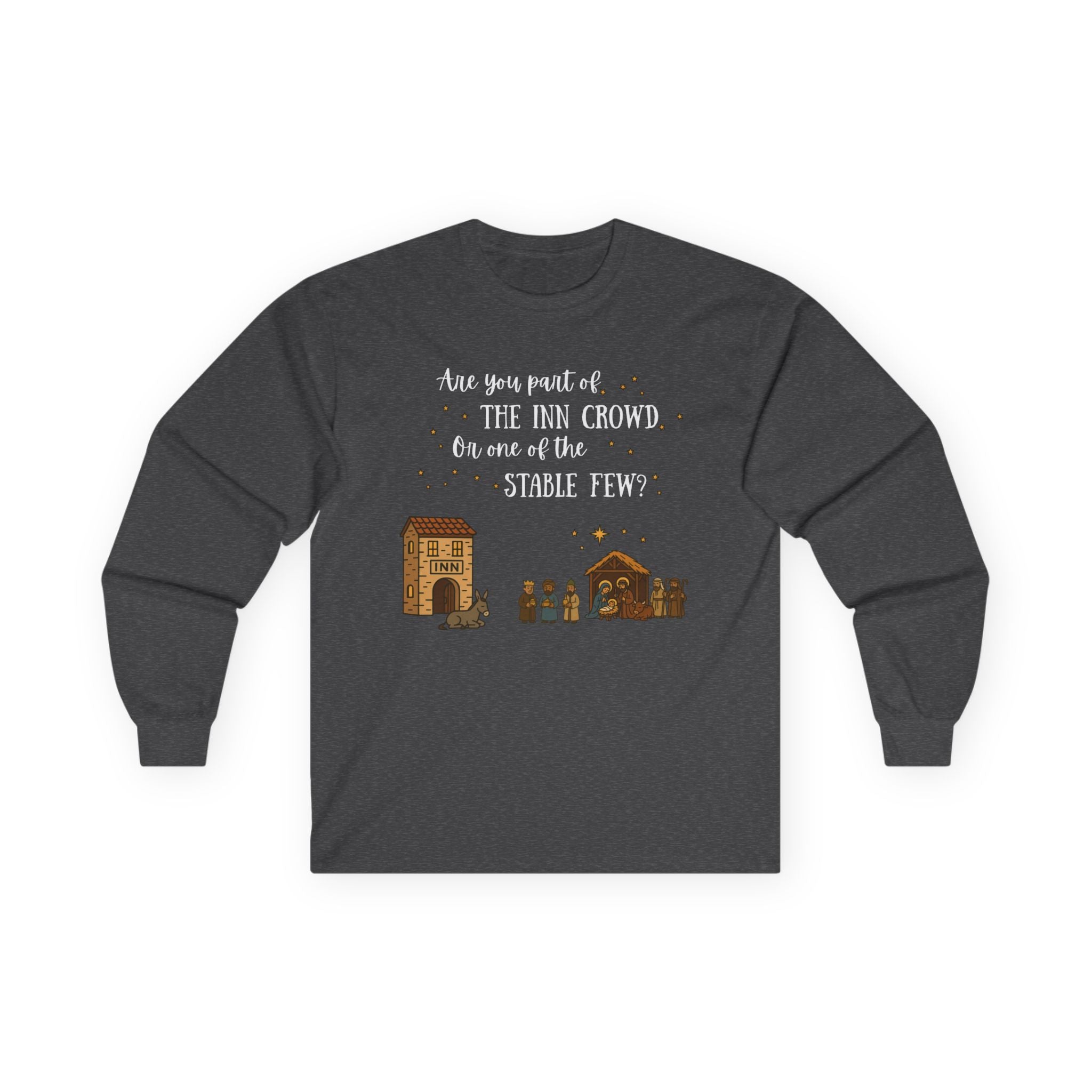 Are You Part of the Inn Crowd or the Stable Few – Unisex Christian T-Shirt, Nativity Scene Holiday Faith Apparel