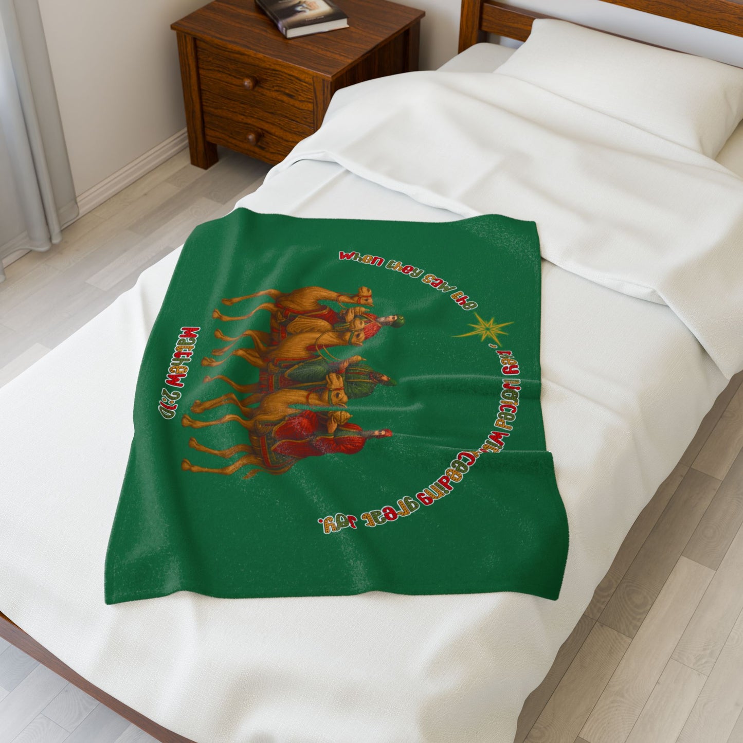 They Rejoiced with Great Joy — Matthew 2:10 | Christmas Velveteen Blanket