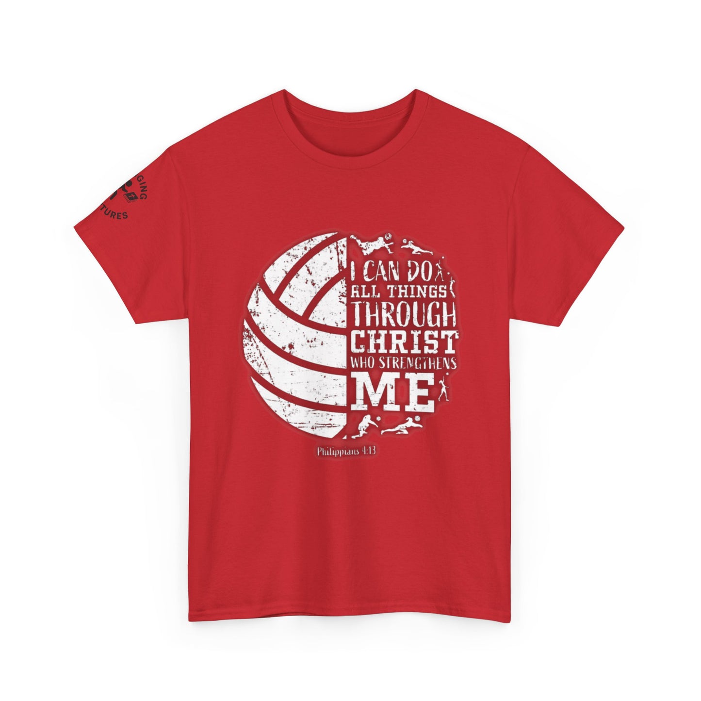 Philippians 4:13 Volleyball Tee | Christian Sports Shirt | Unisex Heavy Cotton T-Shirt