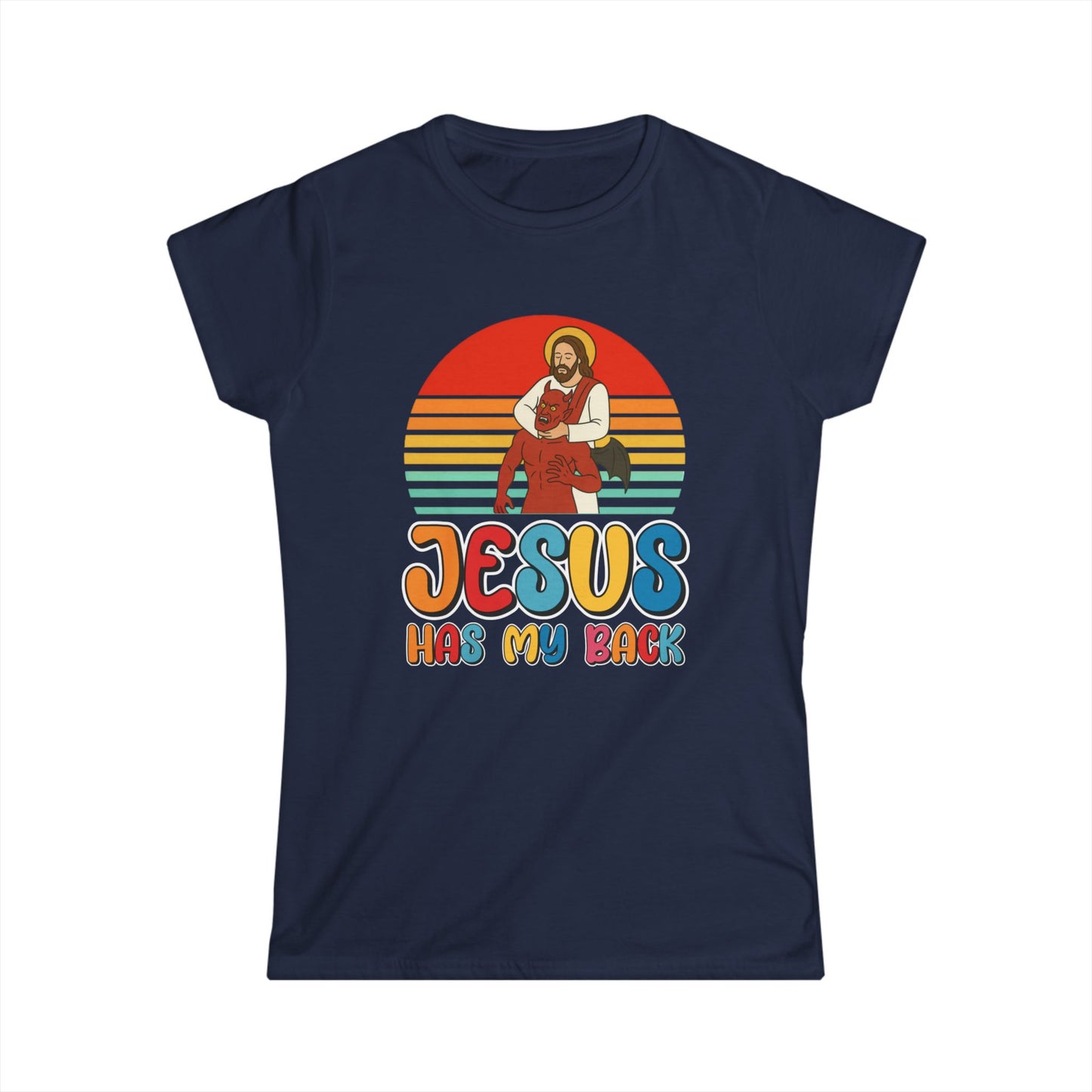 Jesus Has My Back — Women’s Softstyle Christian T-Shirt | Retro Faith Tee