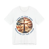Land of the Free Because of the Cross Tee | Patriotic Christian Shirt | Unisex Jersey Short Sleeve