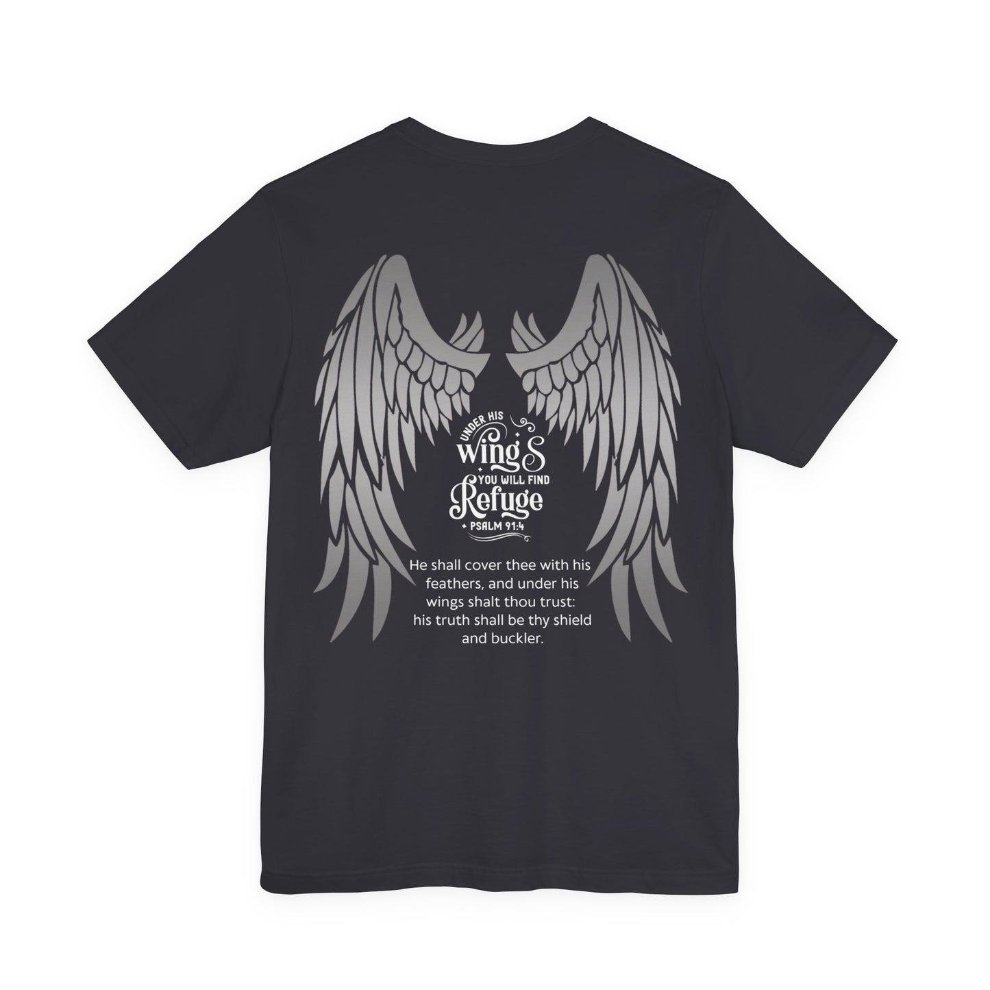 Under His Wings Refuge Tee — Psalm 91:4 | Unisex Jersey Christian T-Shirt | Faith-Based Apparel | Inspirational Scripture Shirt