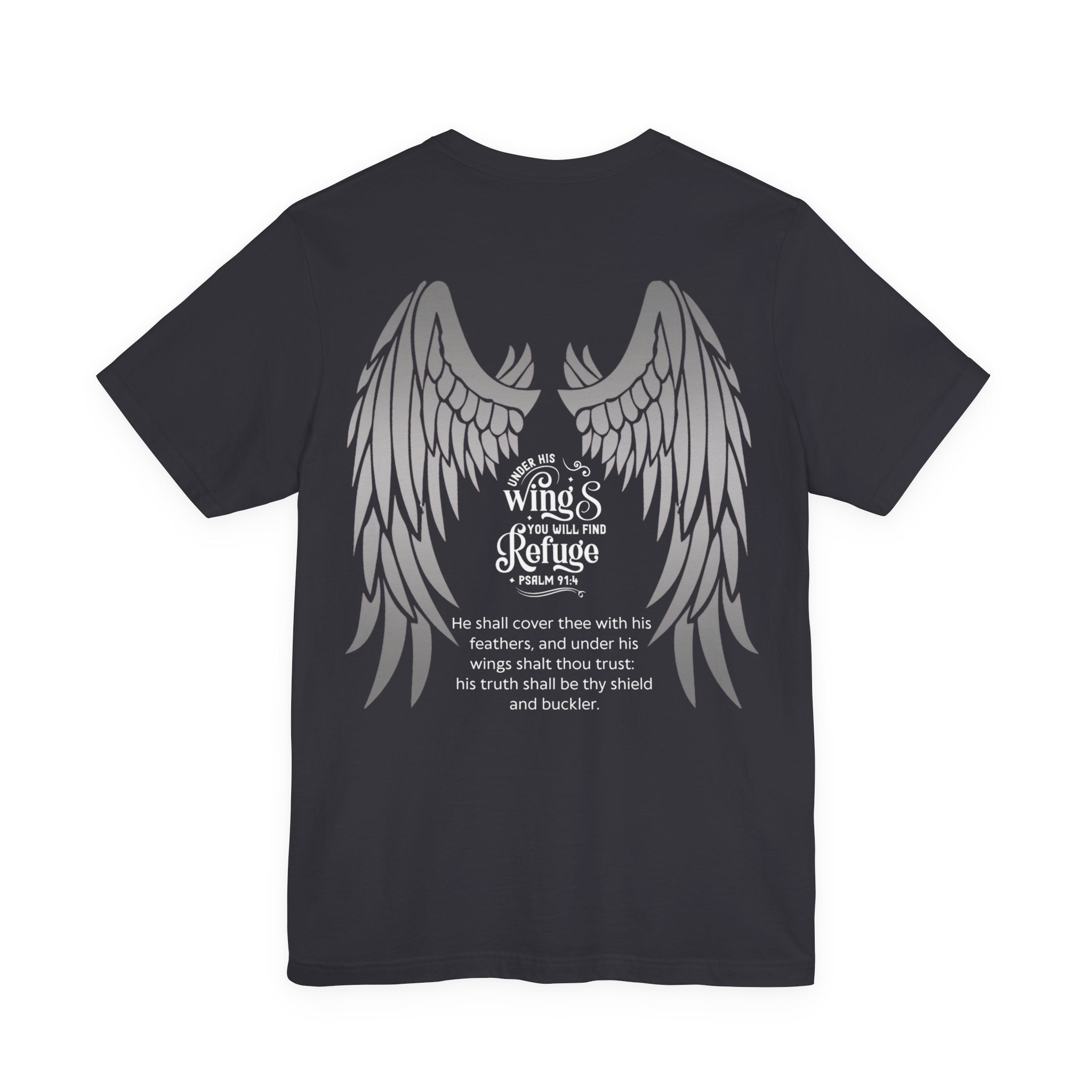 Under His Wings Refuge Tee — Psalm 91:4 | Unisex Jersey Christian T-Shirt | Faith-Based Apparel | Inspirational Scripture Shirt