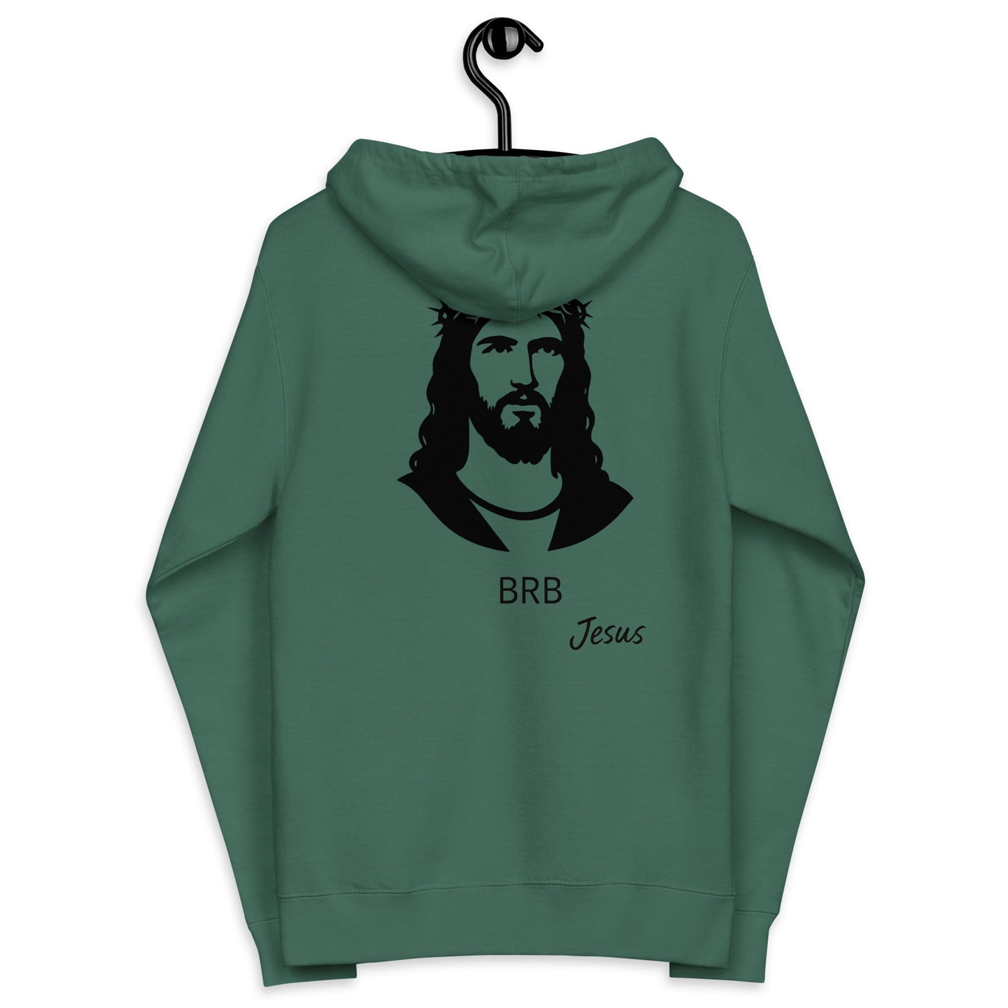 back view of Christian hoodie, brb Jesus
