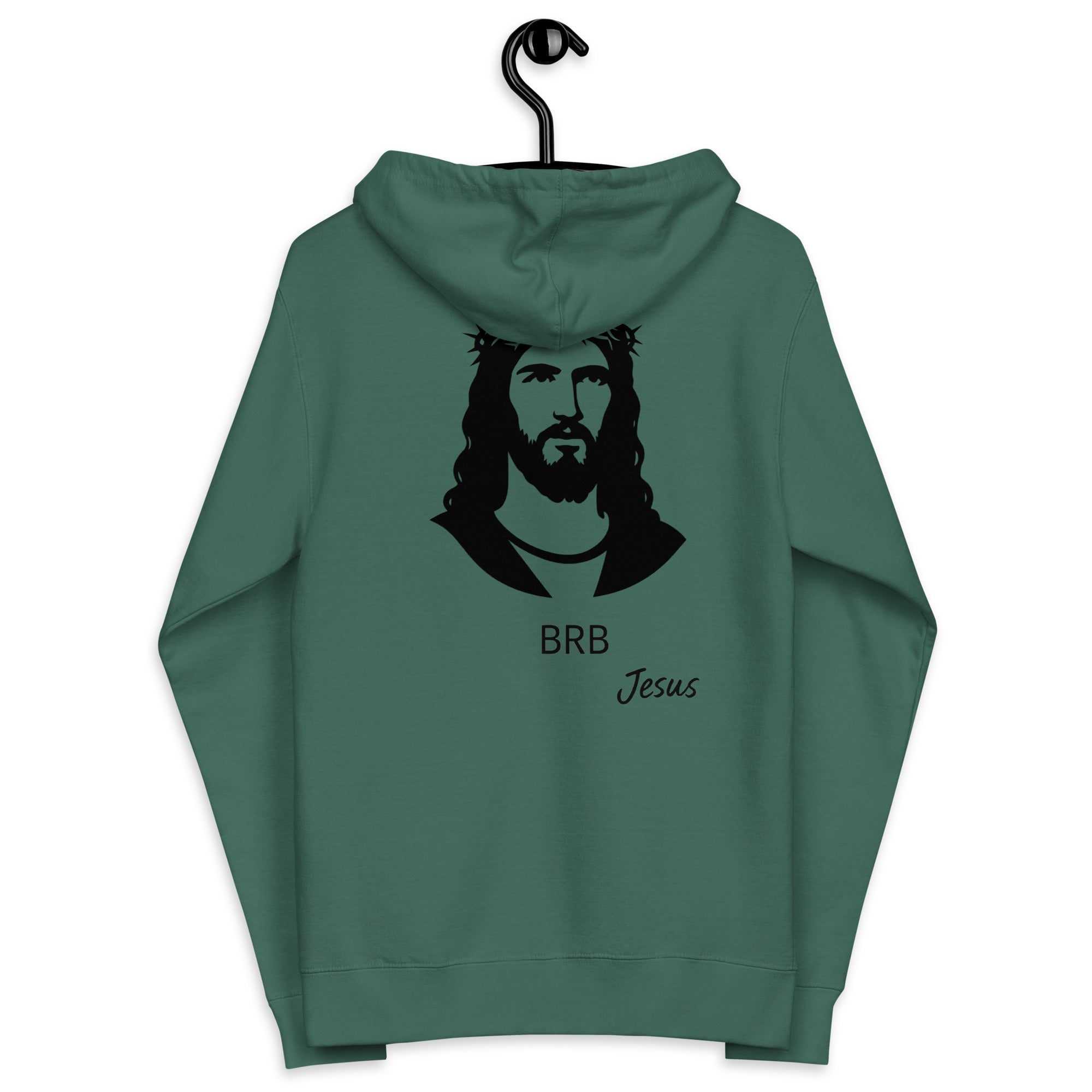 back view of Christian hoodie, brb Jesus