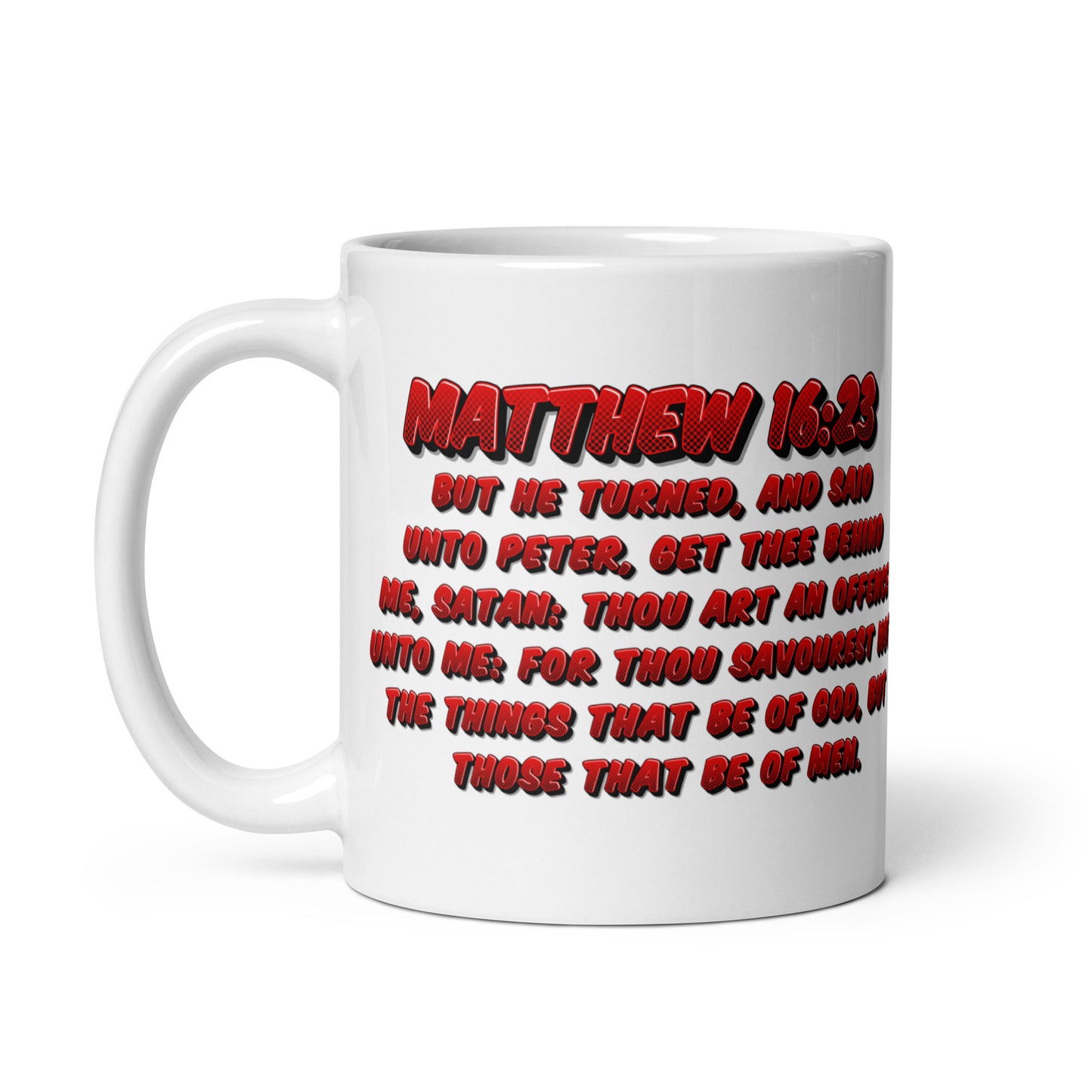 Side 2: Full Matthew 16:23 Scripture text on mug